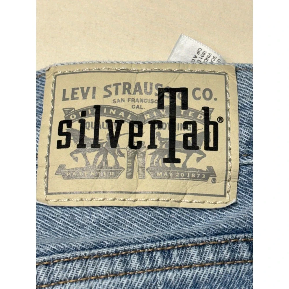 Levis SilverTab 94 Baggy Jeans Distressed Light Wash Blue Denim Womens W28 L31 - Picture 9 of 14